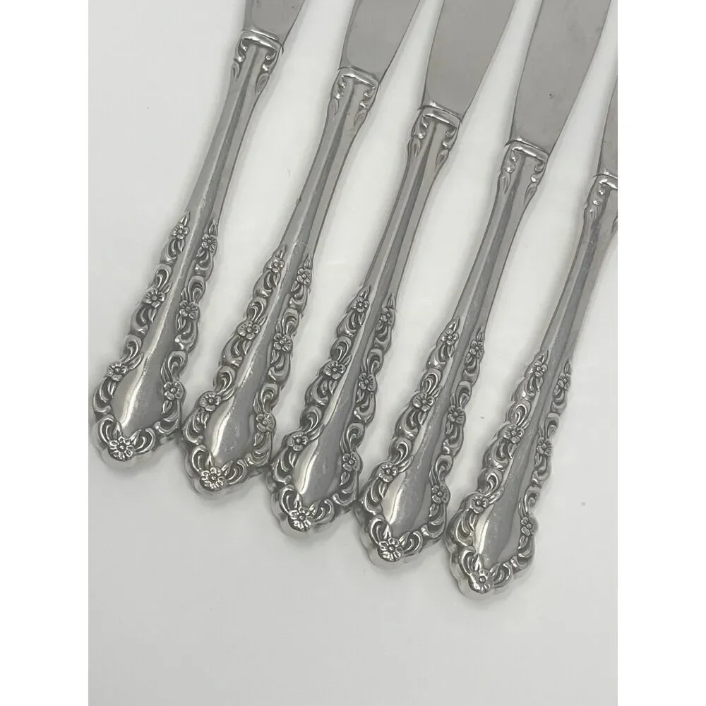 Oneida Shelley Cube USA Stainless Modern Hollow Dinner Knives 9 1/8” Set Of 5